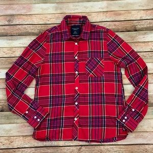 American Eagle Red Plaid Flannel Shirt